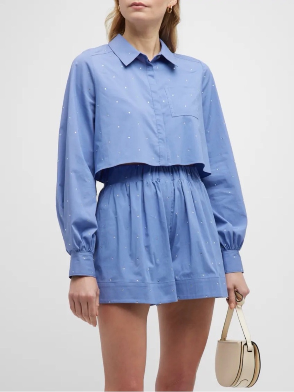 cinq à sept Selina Rhinestoned top and shorts set